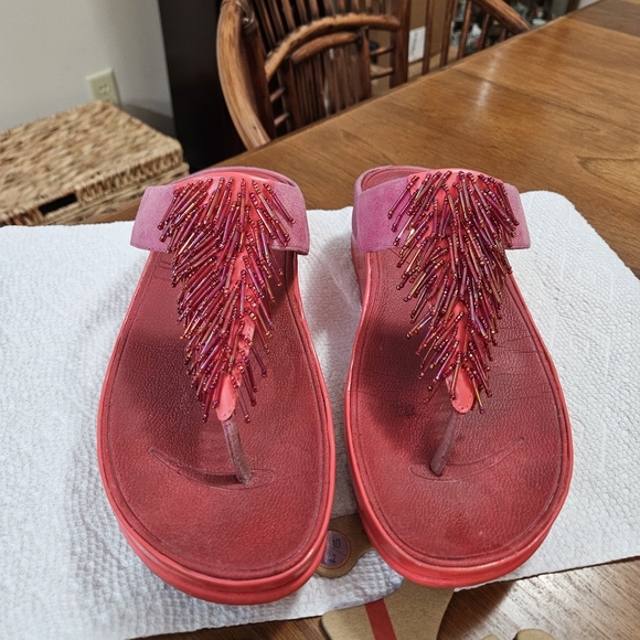 Fiitflop Cha Cha  Beaded Fringe Tie-post sandals. Size 10M, Great Condition. - Picture 1 of 6